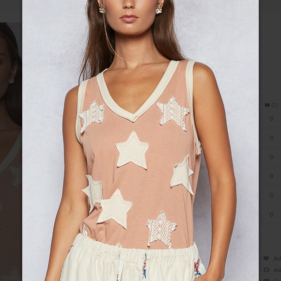 POL Tan and Cream Star Tank Top - Picture 1 of 11